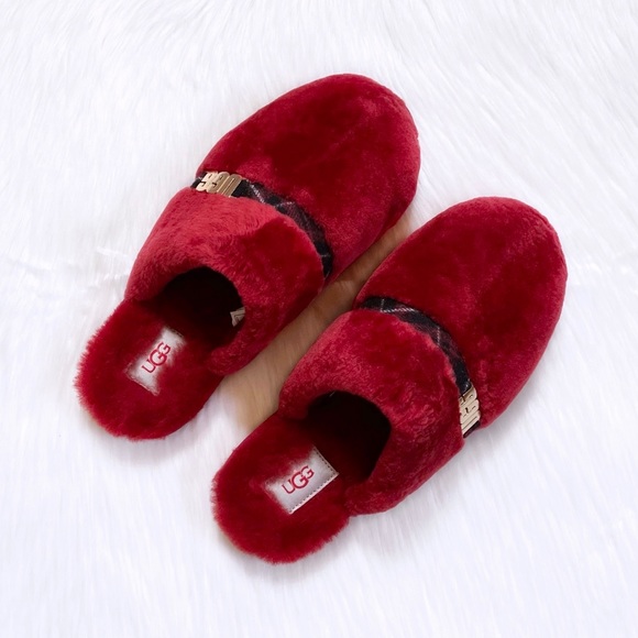 UGG Women’s Dalla Plaid Slippers In Ribbon Red - Picture 2 of 6